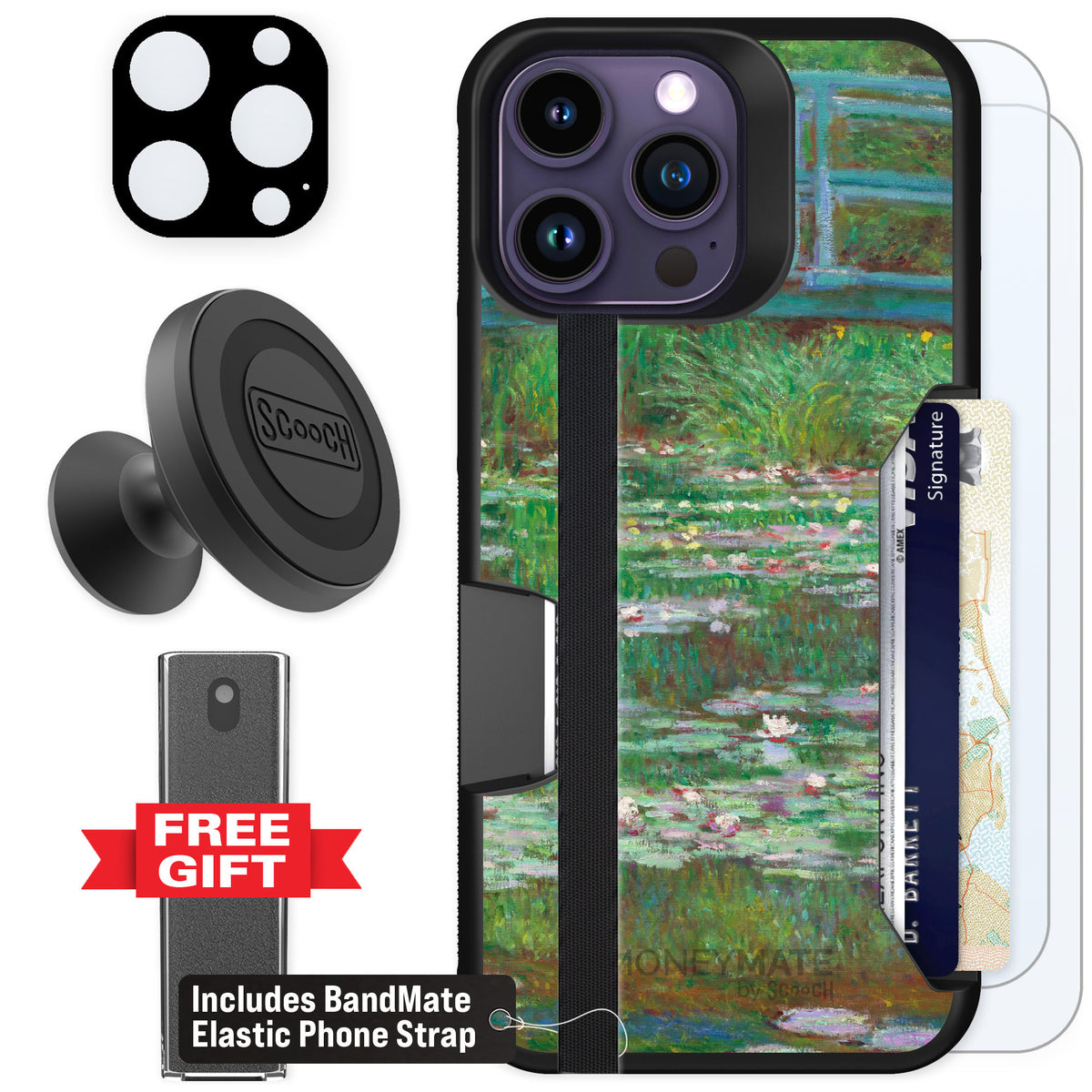 Scooch Moneymate Japanese Footbridge for iPhone 14 Pro Max — Defender Bundle