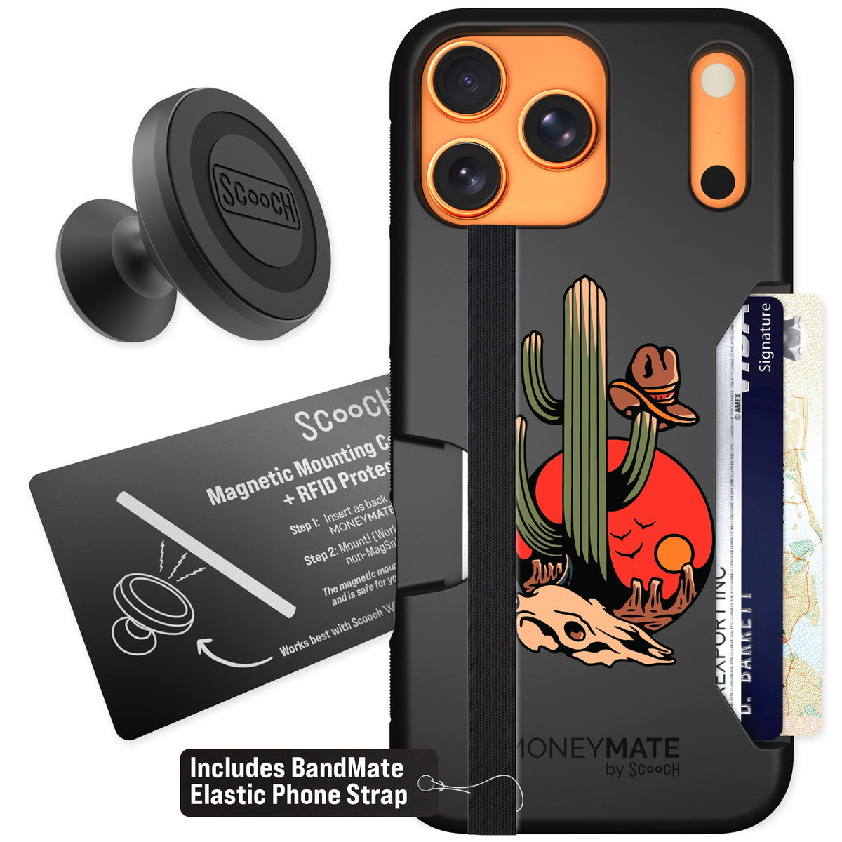 Scooch Moneymate Cactus Flash for iPhone 17 Pro Max — Starter Bundle