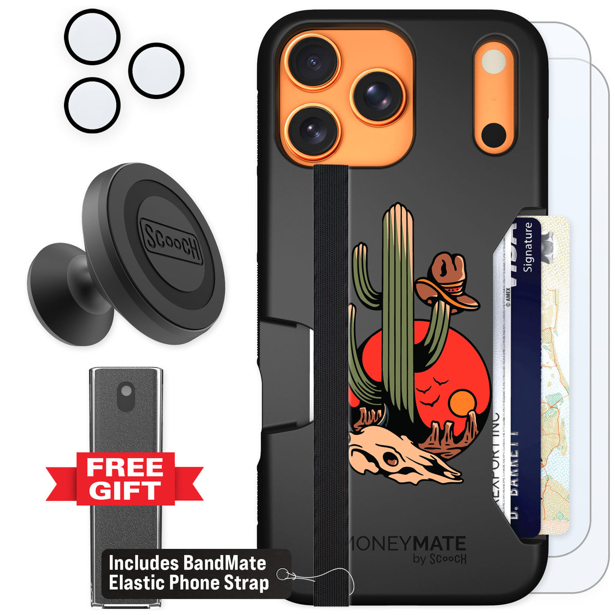 Scooch Moneymate Cactus Flash for iPhone 17 Pro Max — Defender Bundle