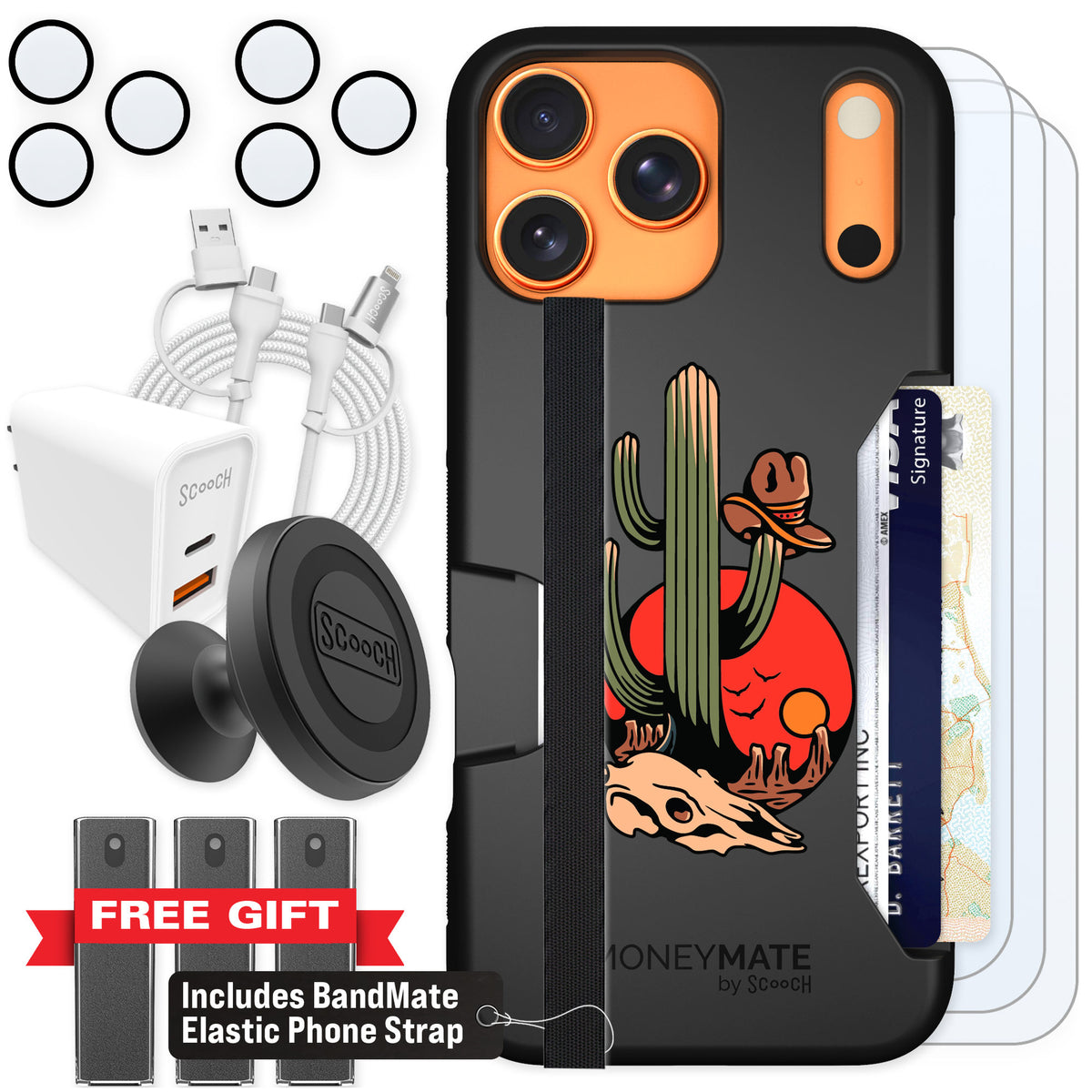Scooch Moneymate Cactus Flash for iPhone 17 Pro Max — Ultimate Bundle