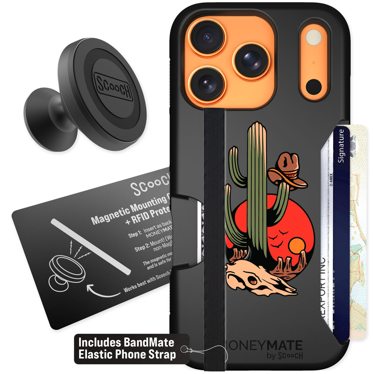 Scooch Moneymate Cactus Flash for iPhone 17 Pro — Starter Bundle