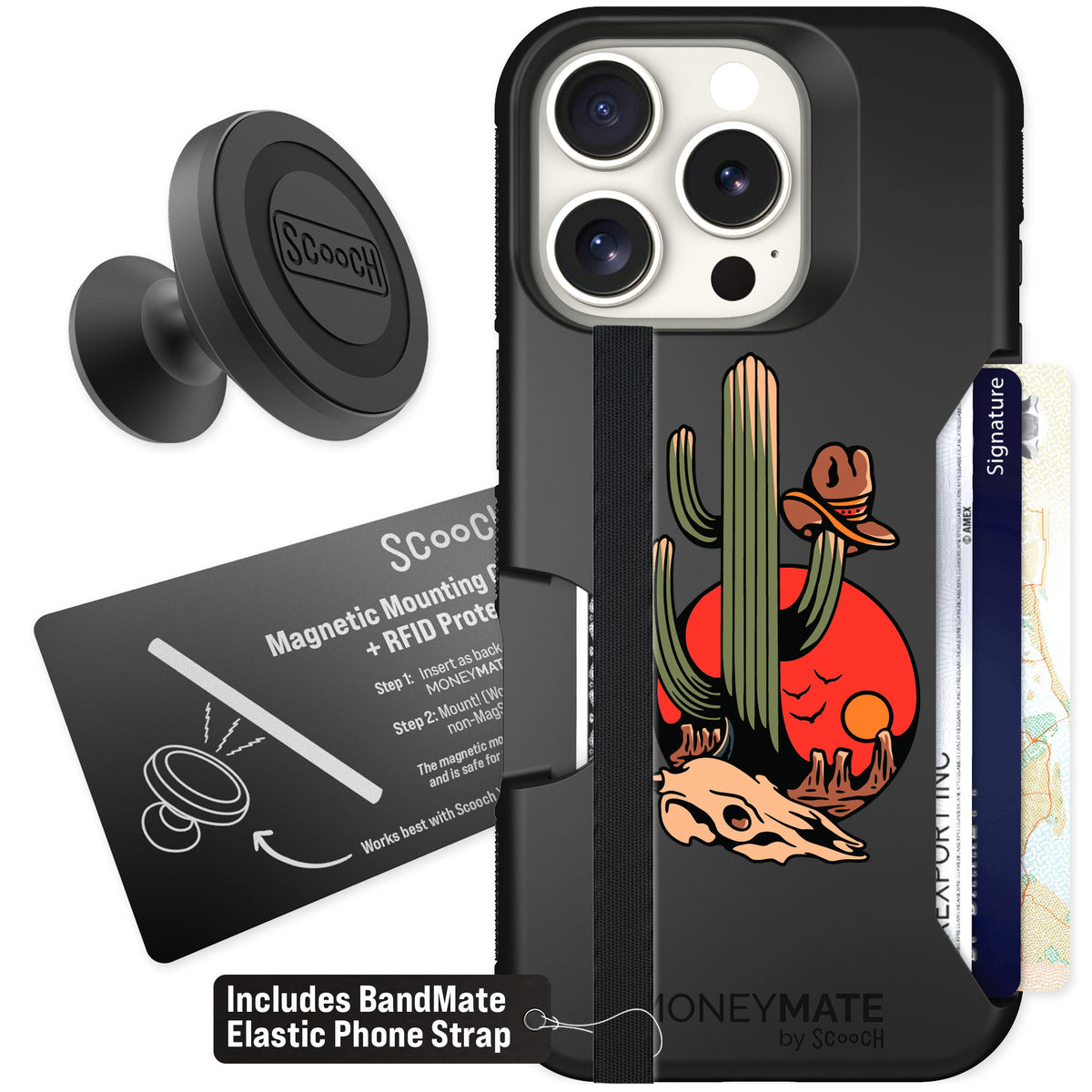 Scooch Moneymate Cactus Flash for iPhone 16 Pro — Starter Bundle