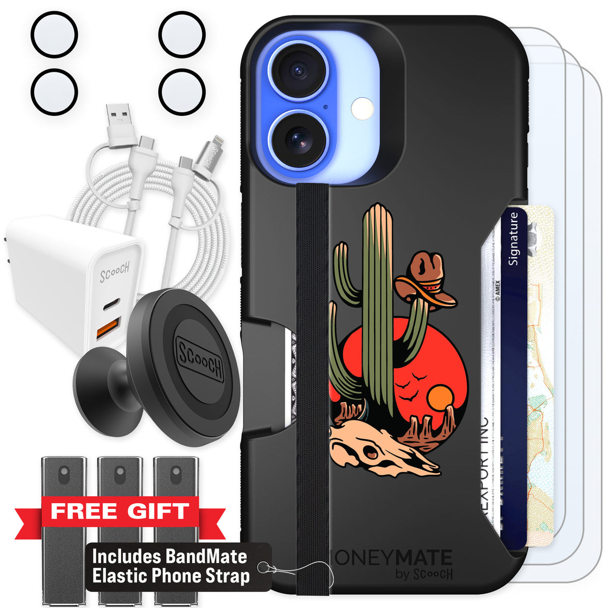 Scooch Moneymate Cactus Flash for iPhone 16 — Ultimate Bundle