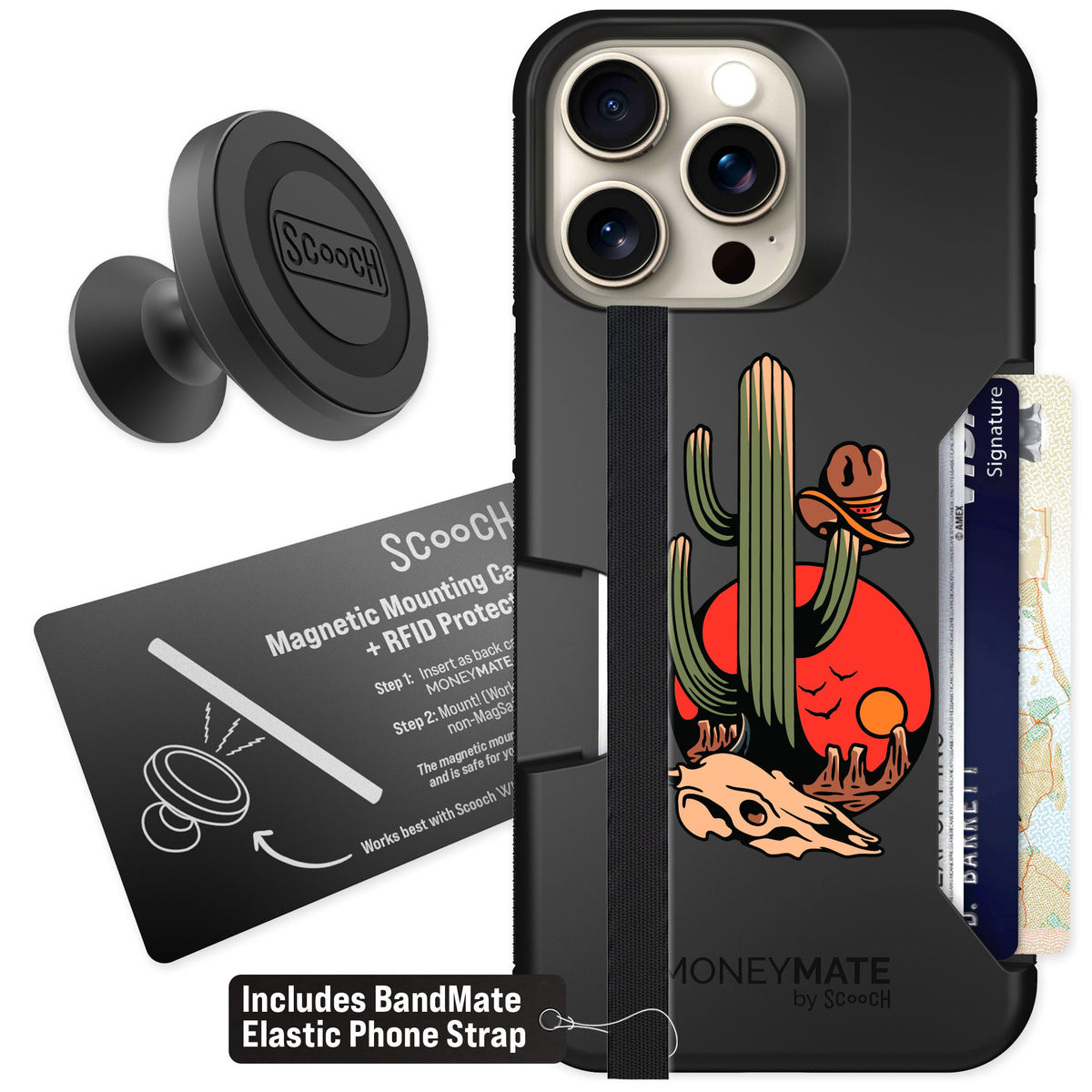 Scooch Moneymate Cactus Flash for iPhone 15 Pro Max — Starter Bundle