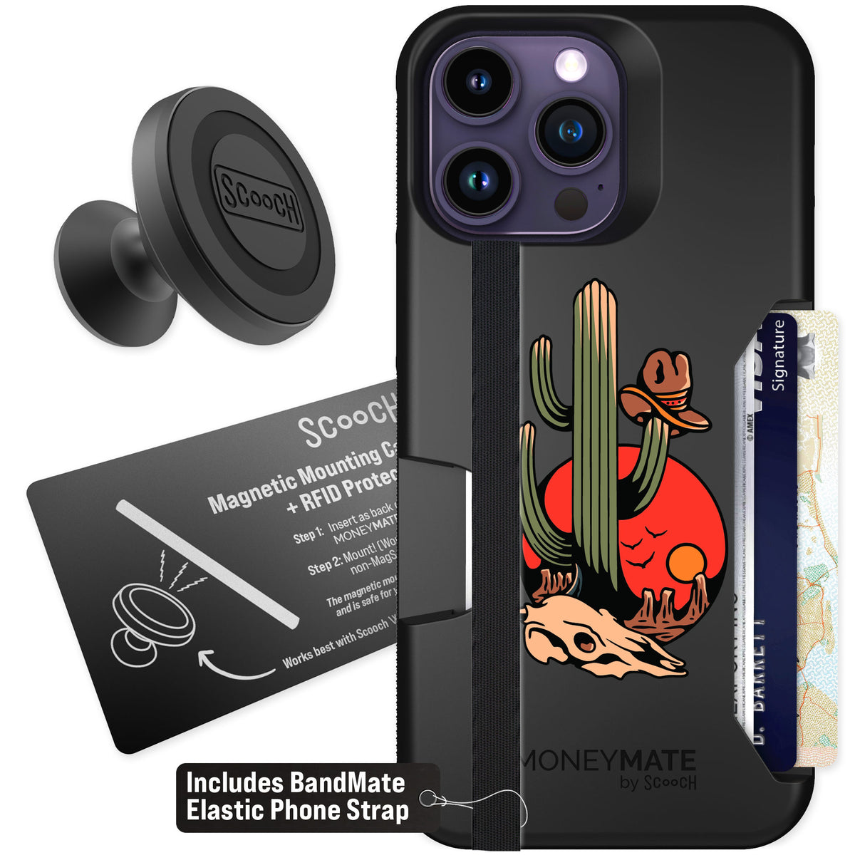 Scooch Moneymate Cactus Flash for iPhone 14 Pro Max — Starter Bundle