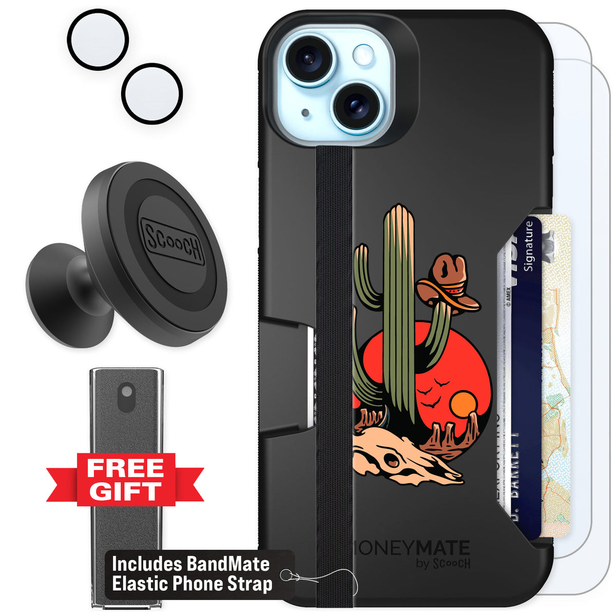 Scooch Moneymate Cactus Flash for iPhone 14 Plus — Defender Bundle