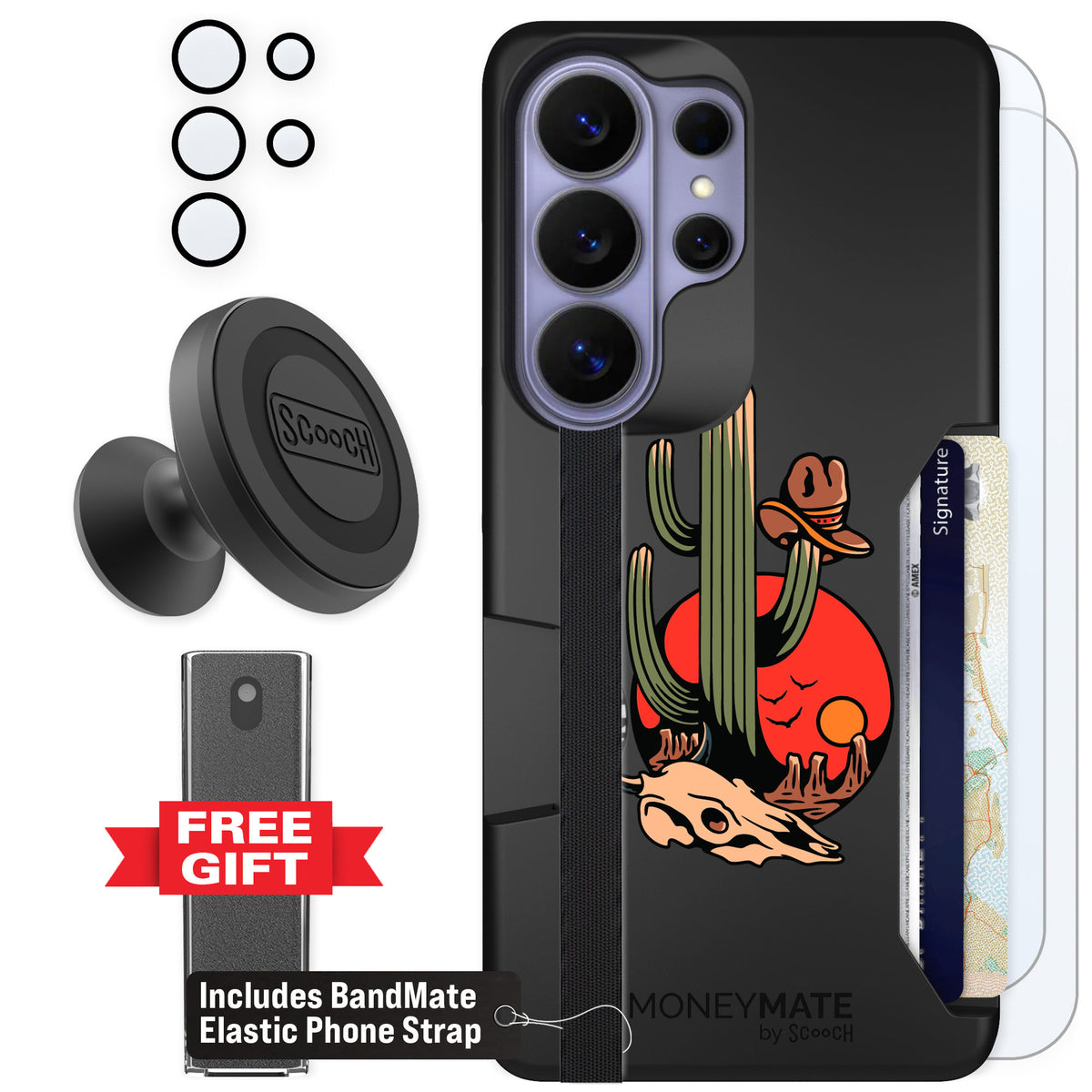 Scooch Moneymate Cactus Flash for Galaxy S26 Ultra — Defender Bundle