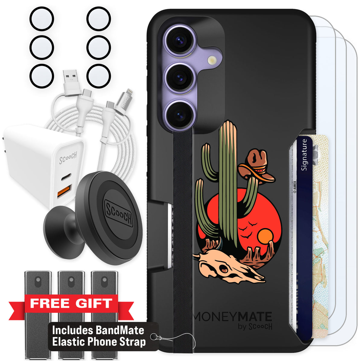 Scooch Moneymate Cactus Flash for Galaxy S25 — Ultimate Bundle