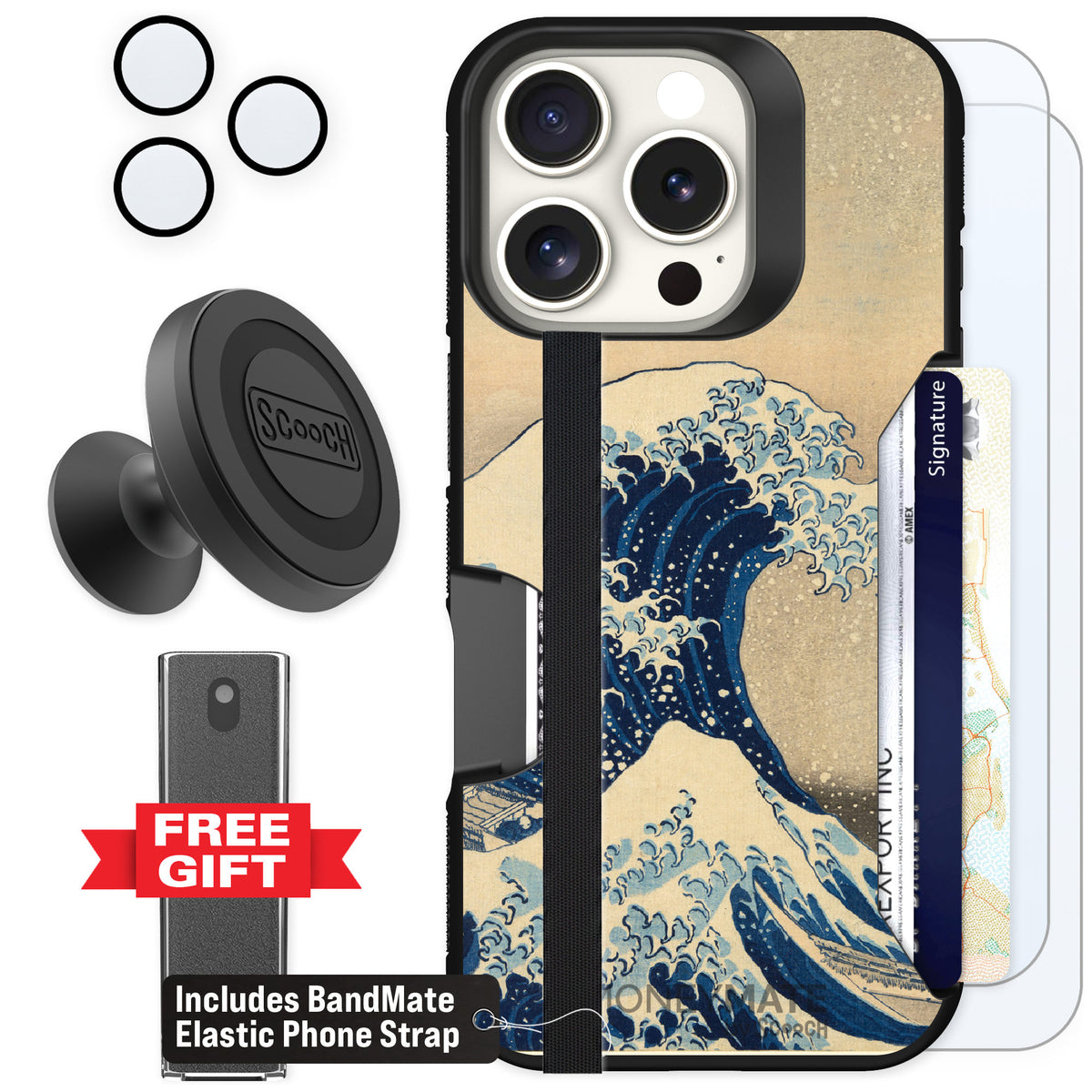 Scooch Moneymate Great Wave for iPhone 16 Pro — Defender Bundle
