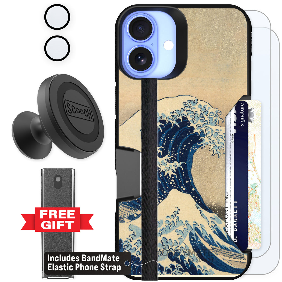 Scooch Moneymate Great Wave for iPhone 16 Plus — Defender Bundle