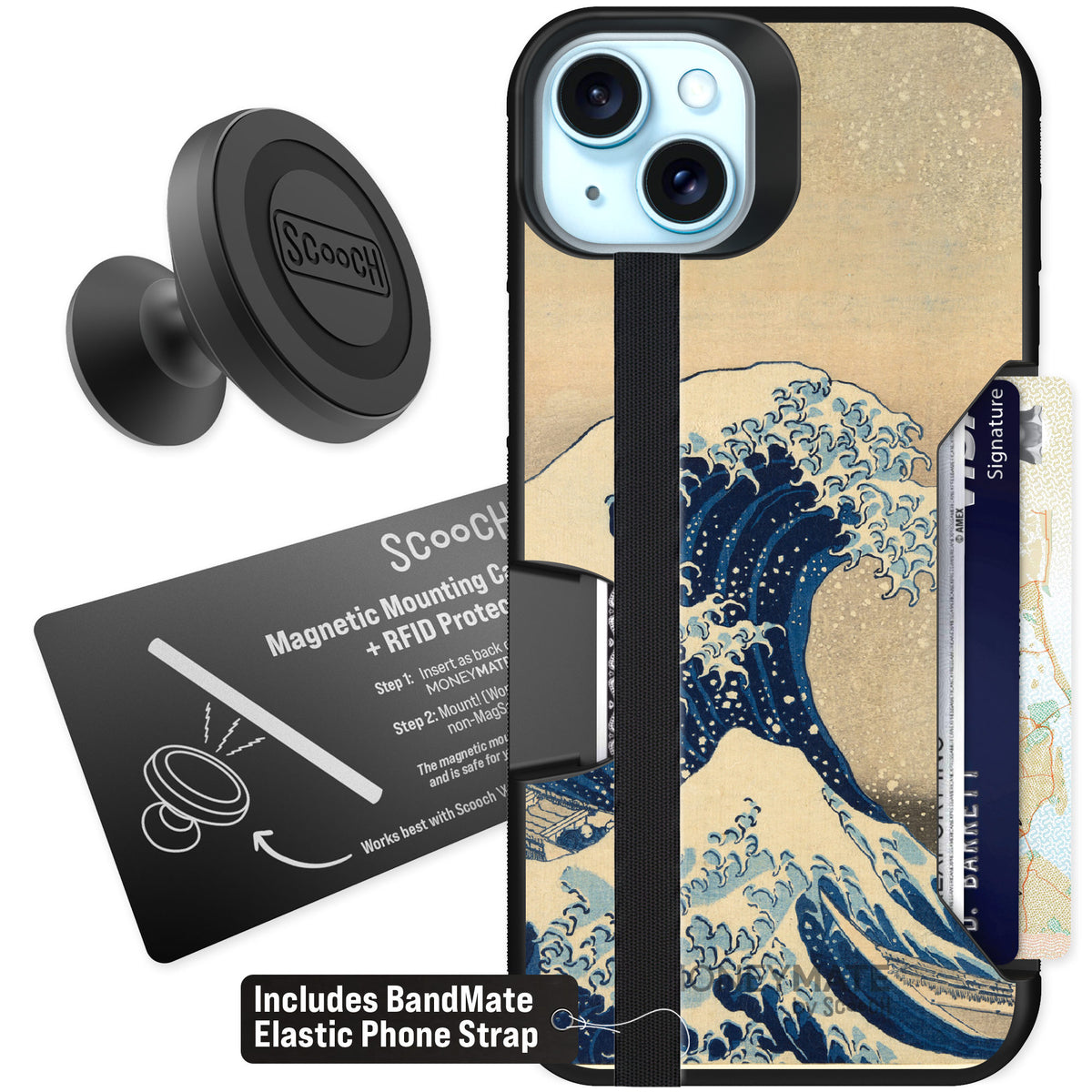 Scooch Moneymate Great Wave for iPhone 15 Plus — Starter Bundle