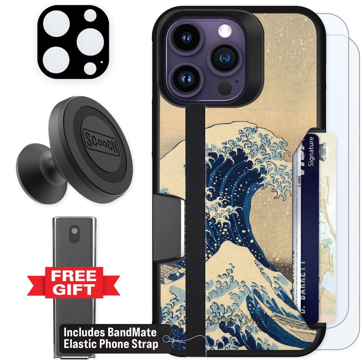 Scooch Moneymate Great Wave for iPhone 14 Pro Max — Defender Bundle