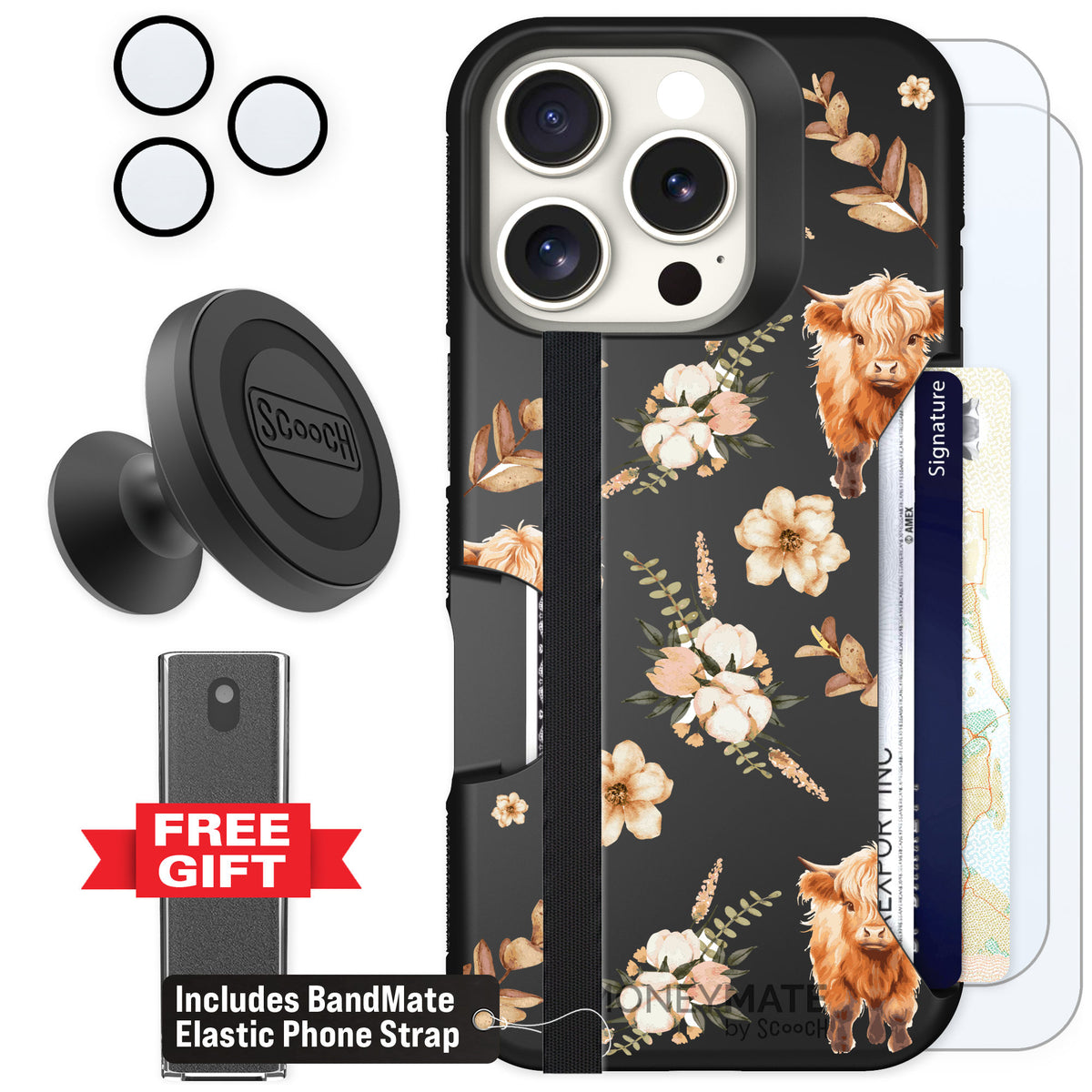 Scooch Moneymate Baby Cow for iPhone 16 Pro — Defender Bundle