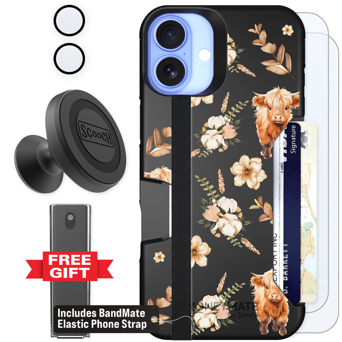 Scooch Moneymate Baby Cow for iPhone 16 Plus — Defender Bundle