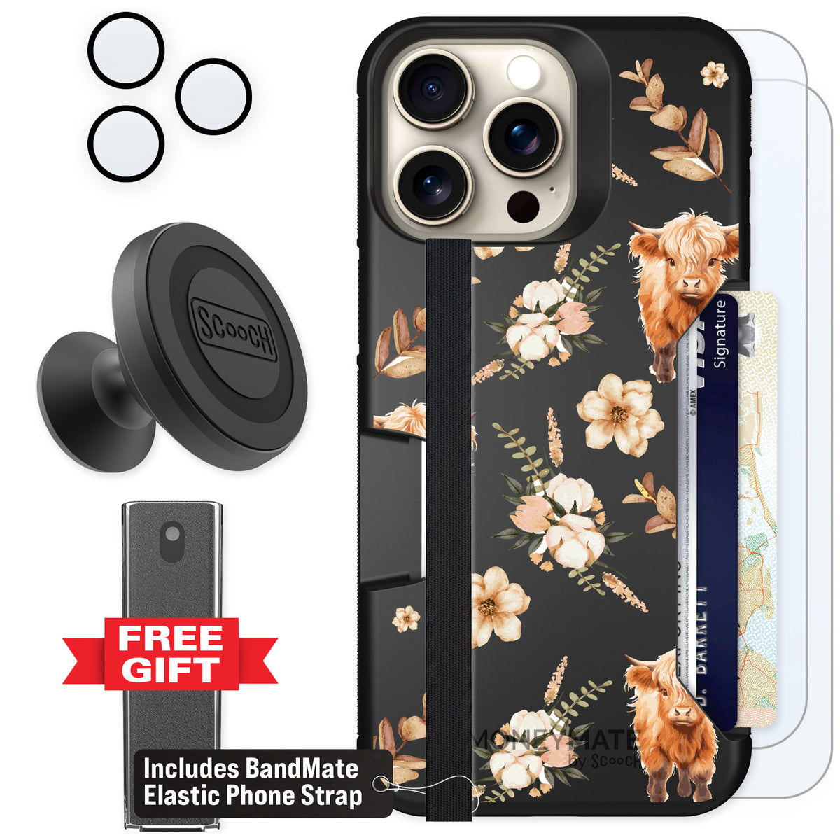 Scooch Moneymate Baby Cow for iPhone 15 Pro Max — Defender Bundle