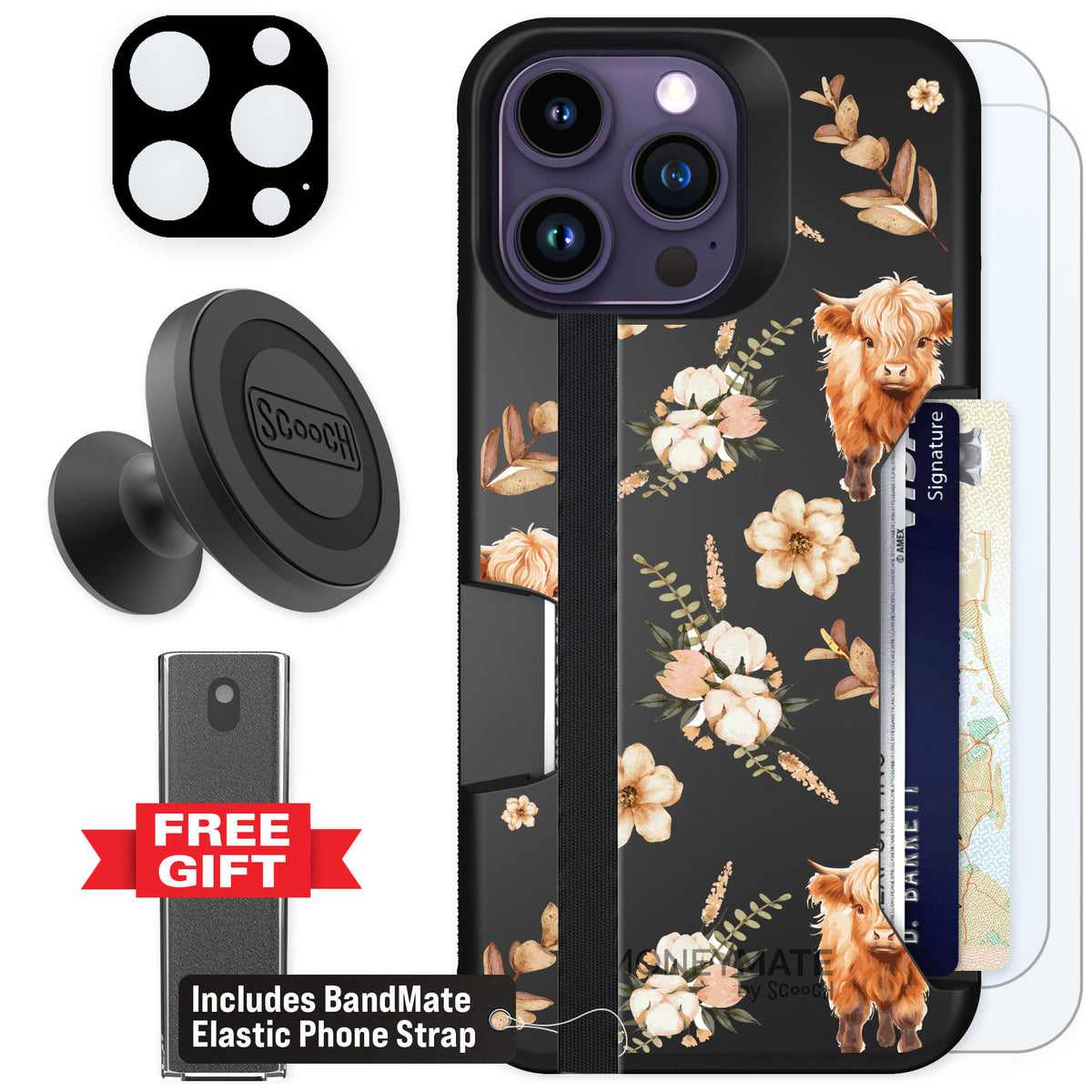 Scooch Moneymate Baby Cow for iPhone 14 Pro Max — Defender Bundle