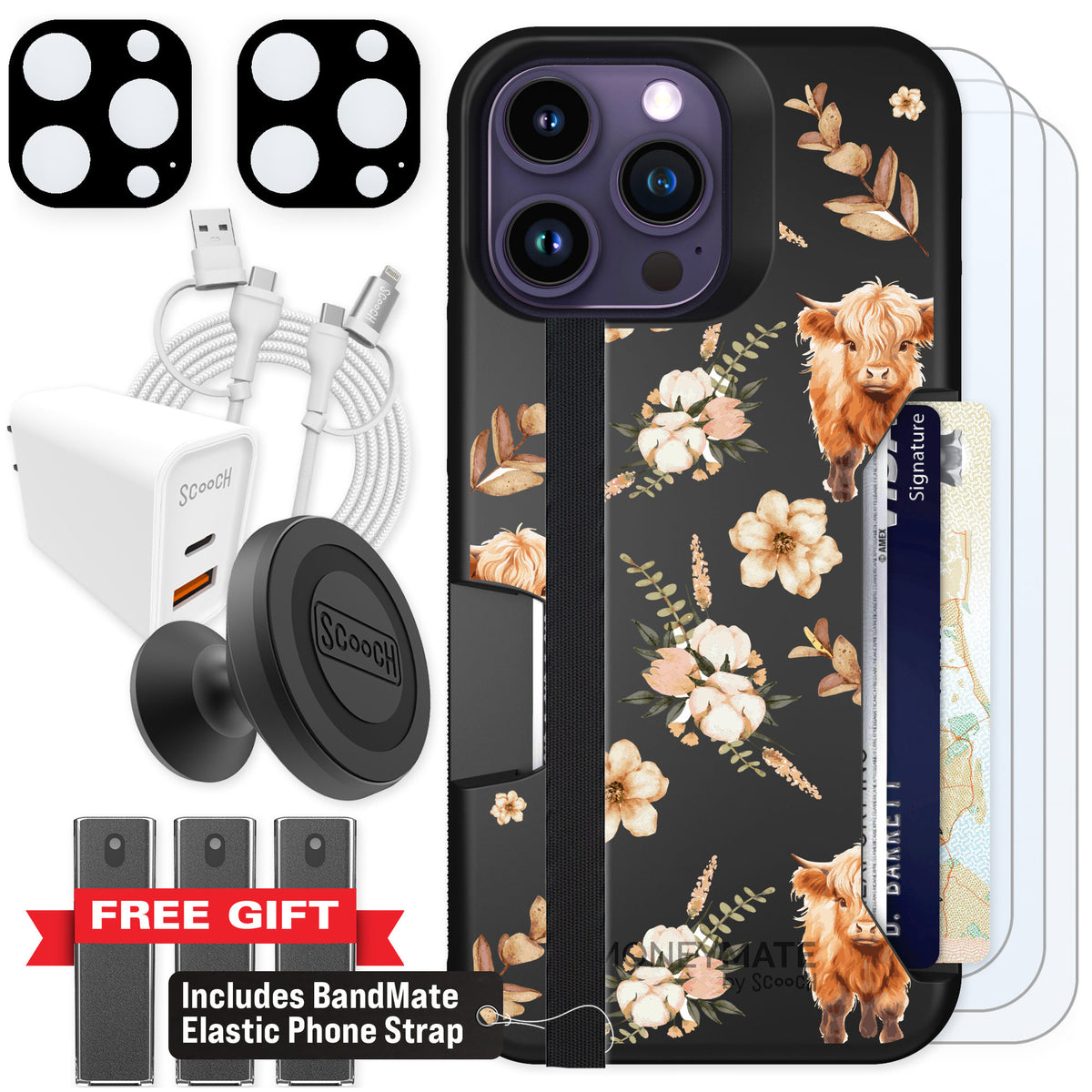 Scooch Moneymate Baby Cow for iPhone 14 Pro Max — Ultimate Bundle