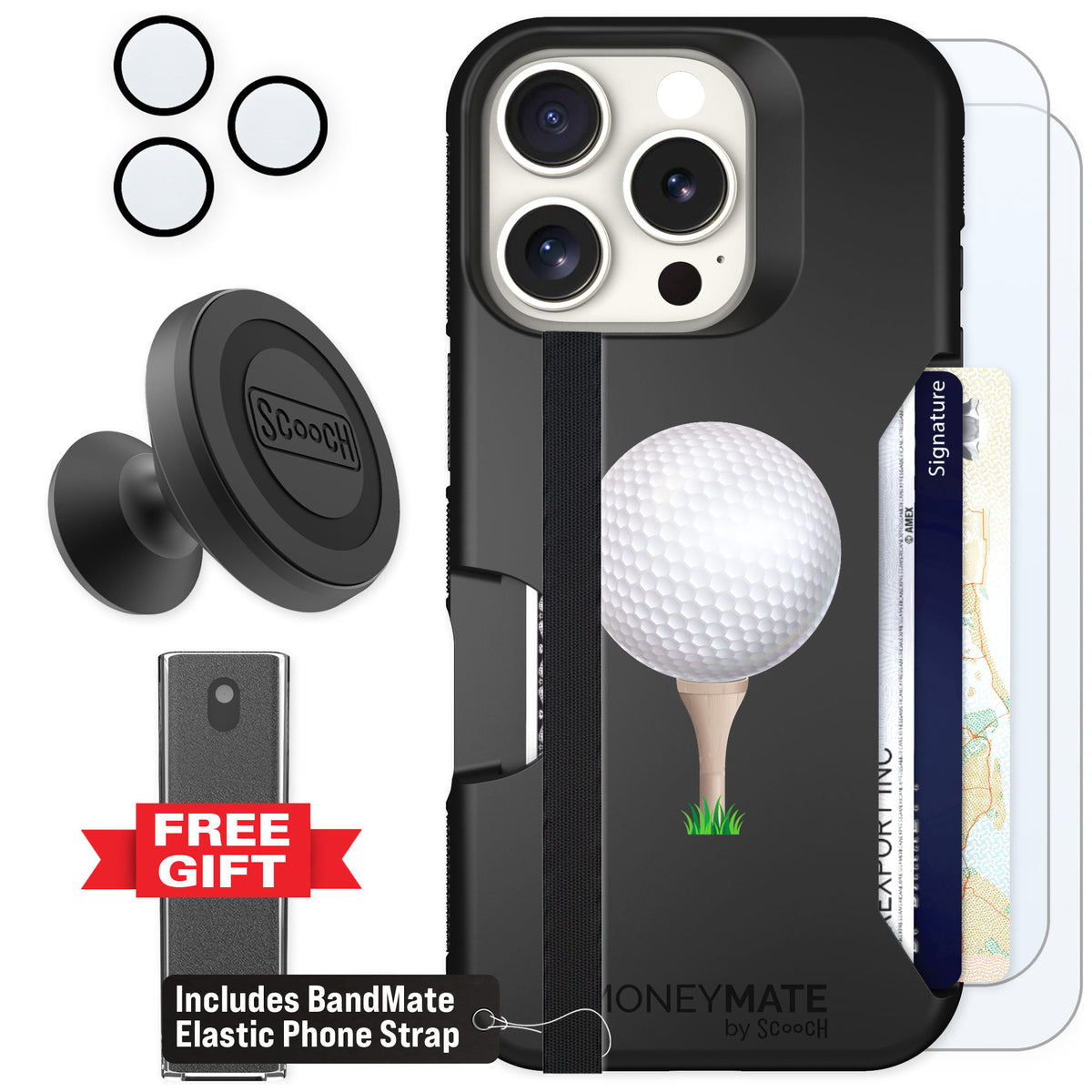 Scooch Moneymate Tee Time for iPhone 16 Pro — Defender Bundle