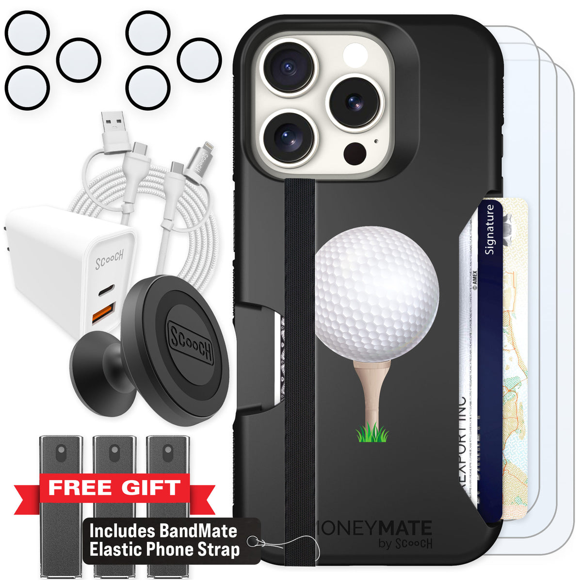 Scooch Moneymate Tee Time for iPhone 16 Pro — Ultimate Bundle