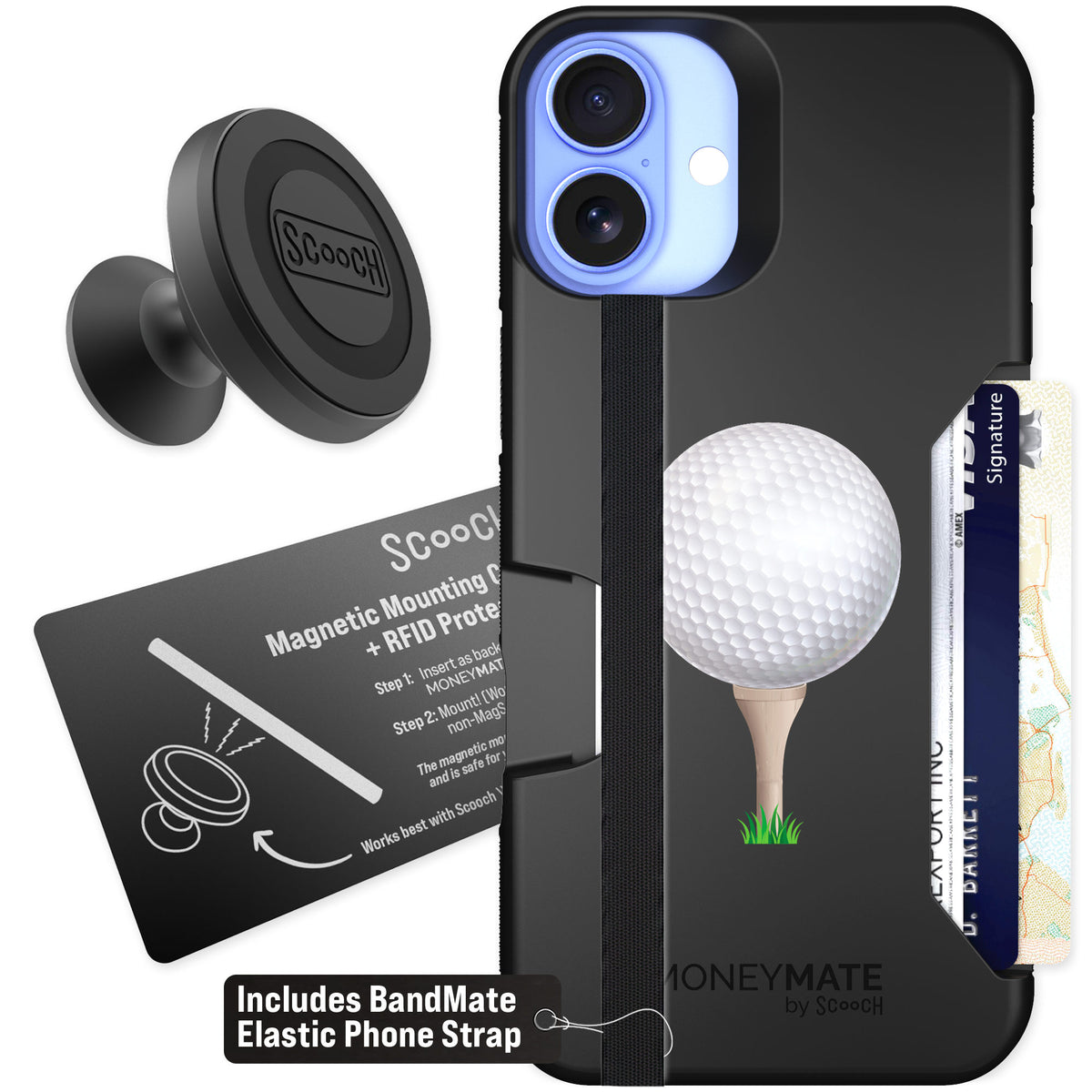 Scooch Moneymate Tee Time for iPhone 16 Plus — Starter Bundle