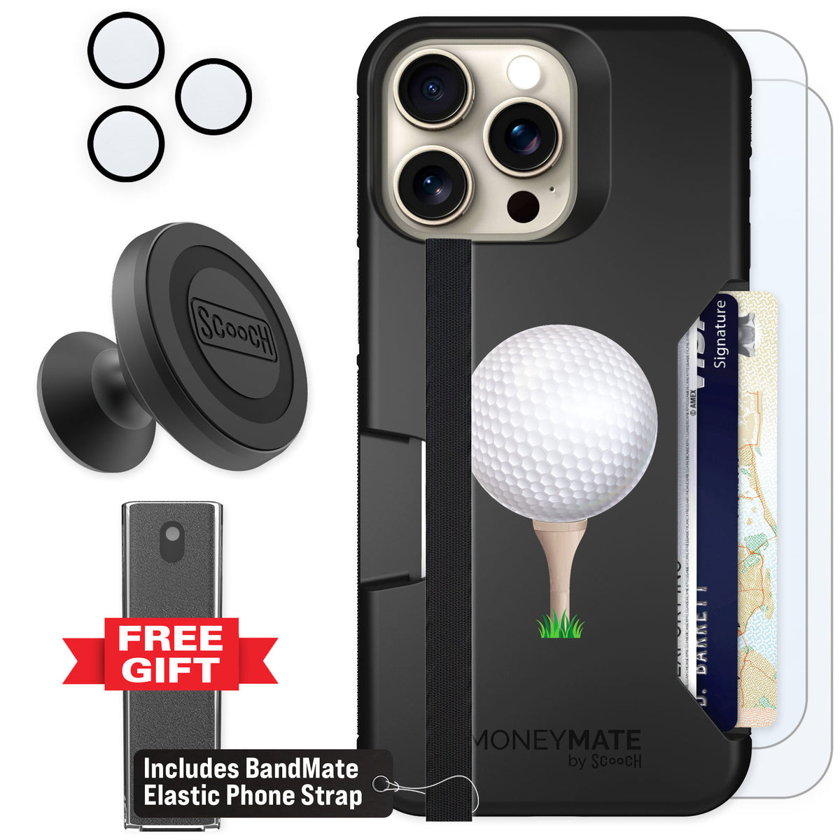Scooch Moneymate Tee Time for iPhone 15 Pro Max — Defender Bundle