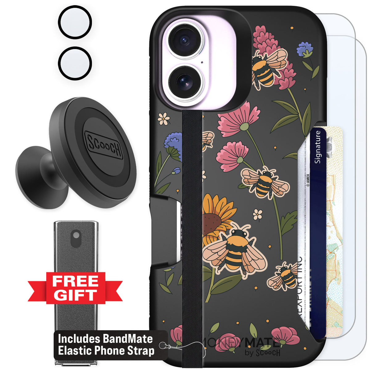 Scooch Moneymate Bee Happy for iPhone 17 — Defender Bundle