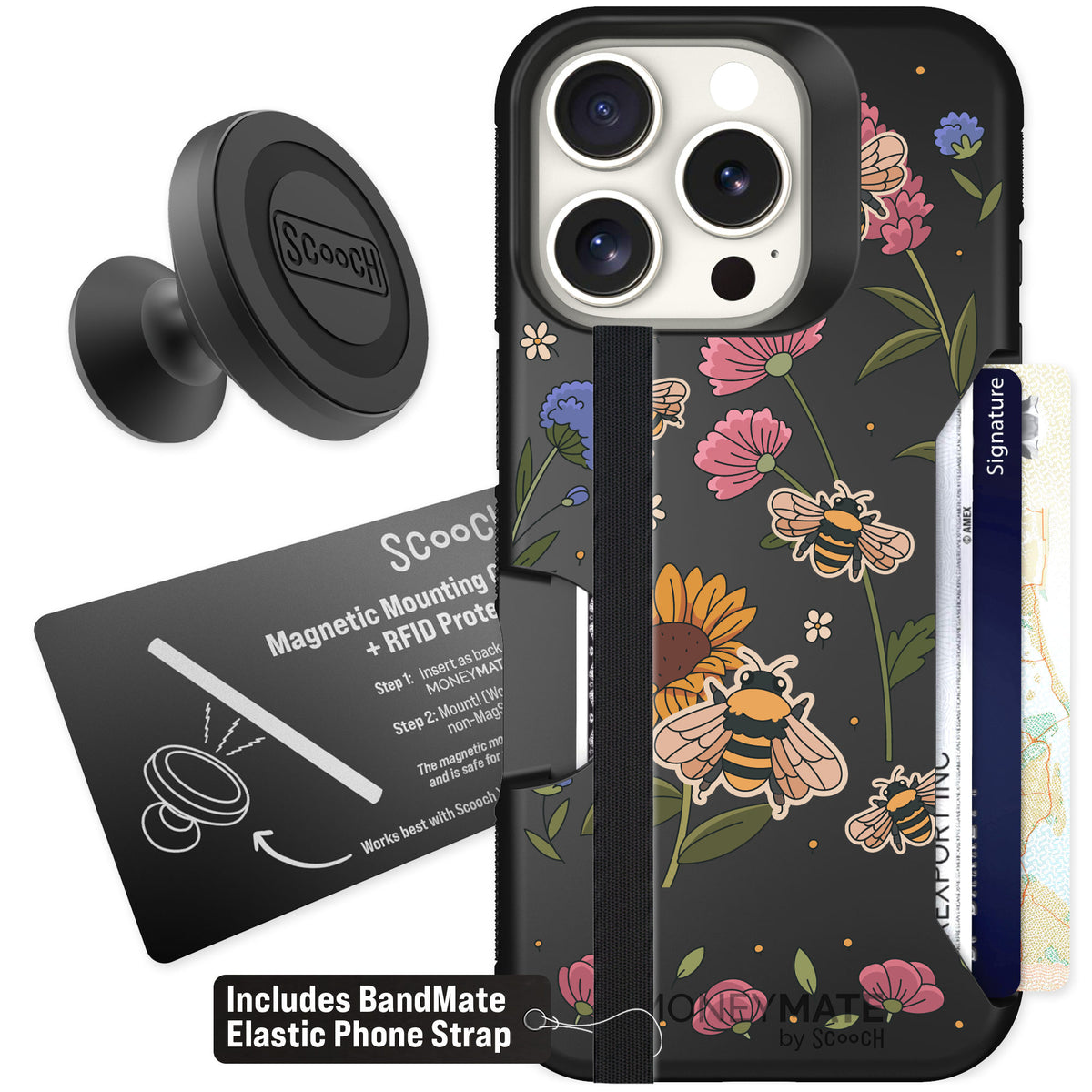 Scooch Moneymate Bee Happy for iPhone 16 Pro — Starter Bundle