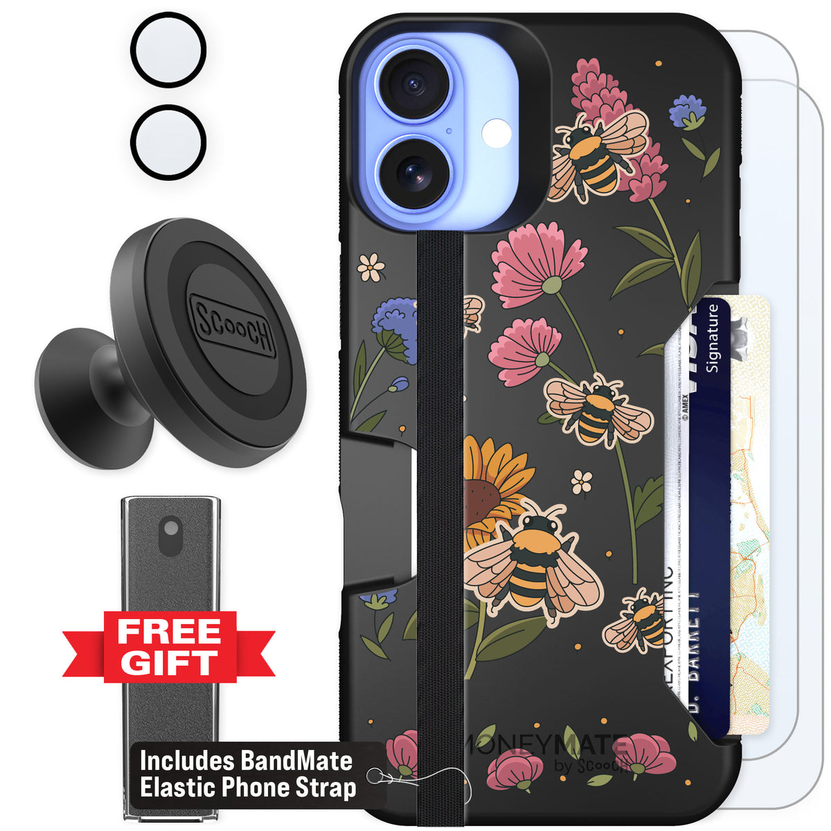Scooch Moneymate Bee Happy for iPhone 16 Plus — Defender Bundle