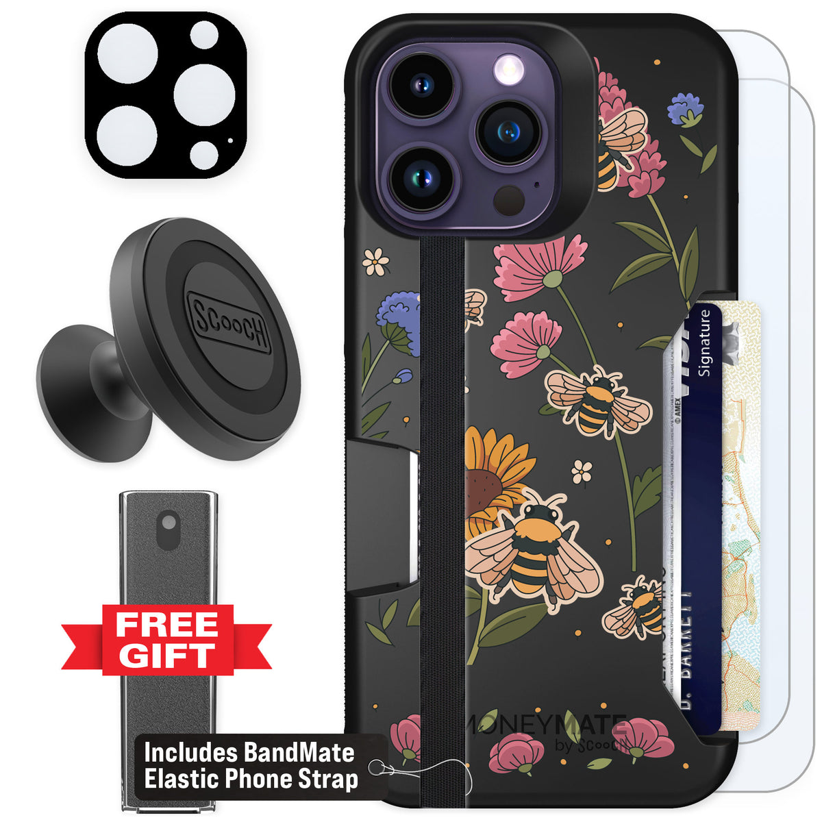 Scooch Moneymate Bee Happy for iPhone 14 Pro Max — Defender Bundle