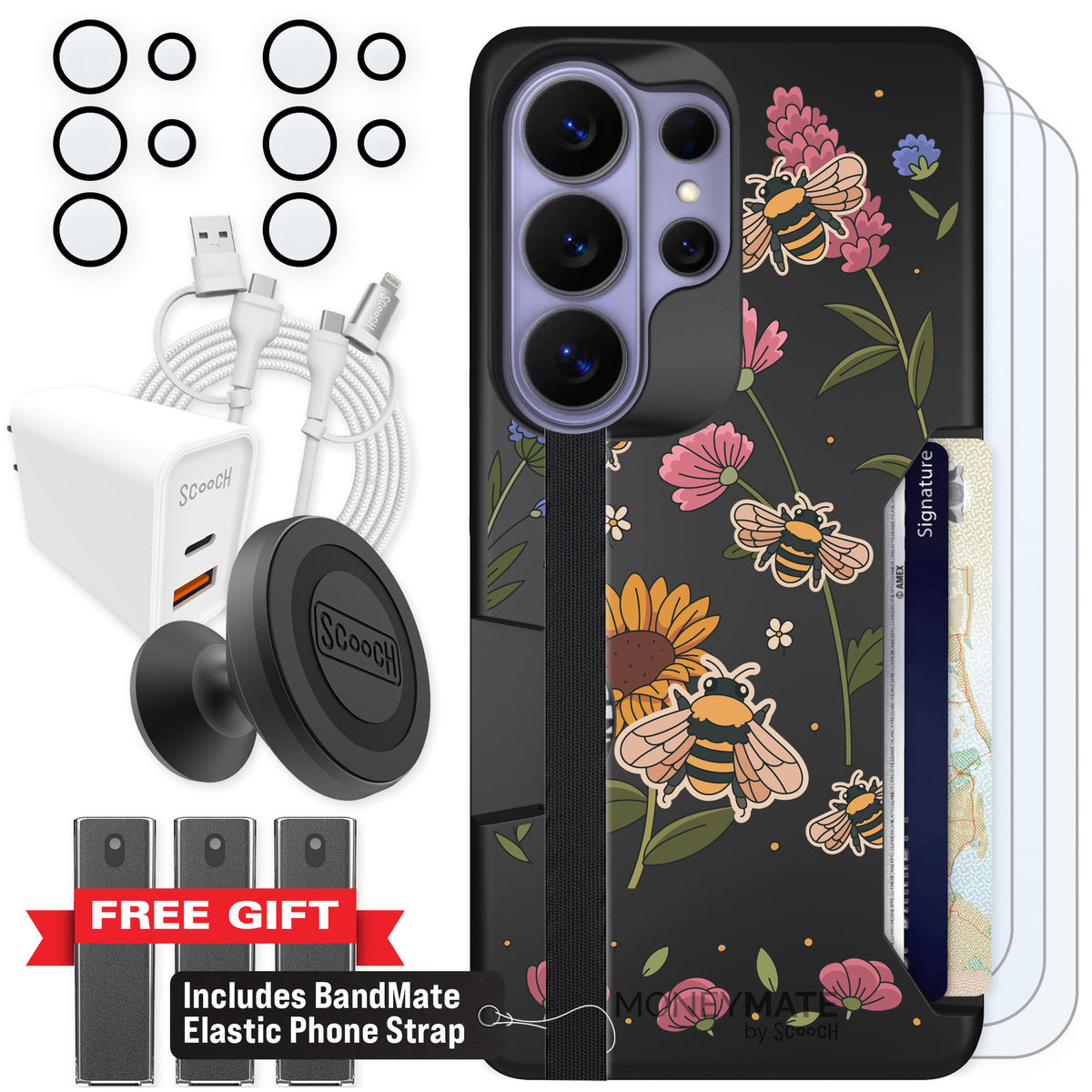 Scooch Moneymate Bee Happy for Galaxy S26 Ultra — Ultimate Bundle