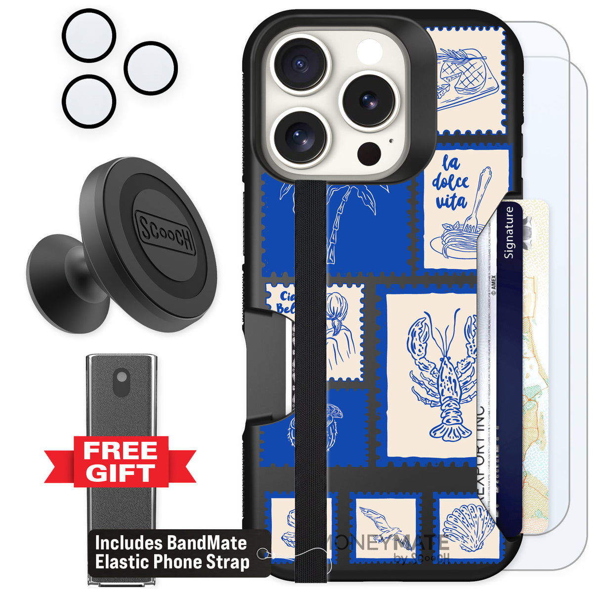 Scooch Moneymate Euro Summer for iPhone 16 Pro — Defender Bundle