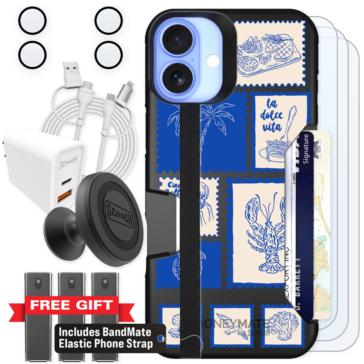 Scooch Moneymate Euro Summer for iPhone 16 Plus — Ultimate Bundle