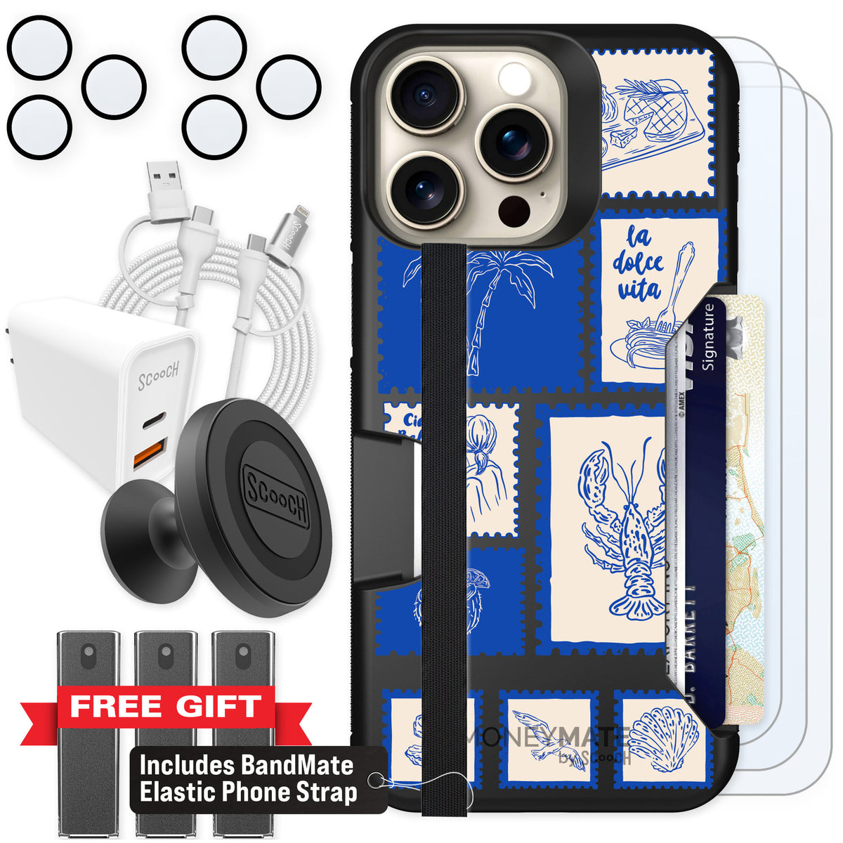 Scooch Moneymate Euro Summer for iPhone 15 Pro Max — Ultimate Bundle