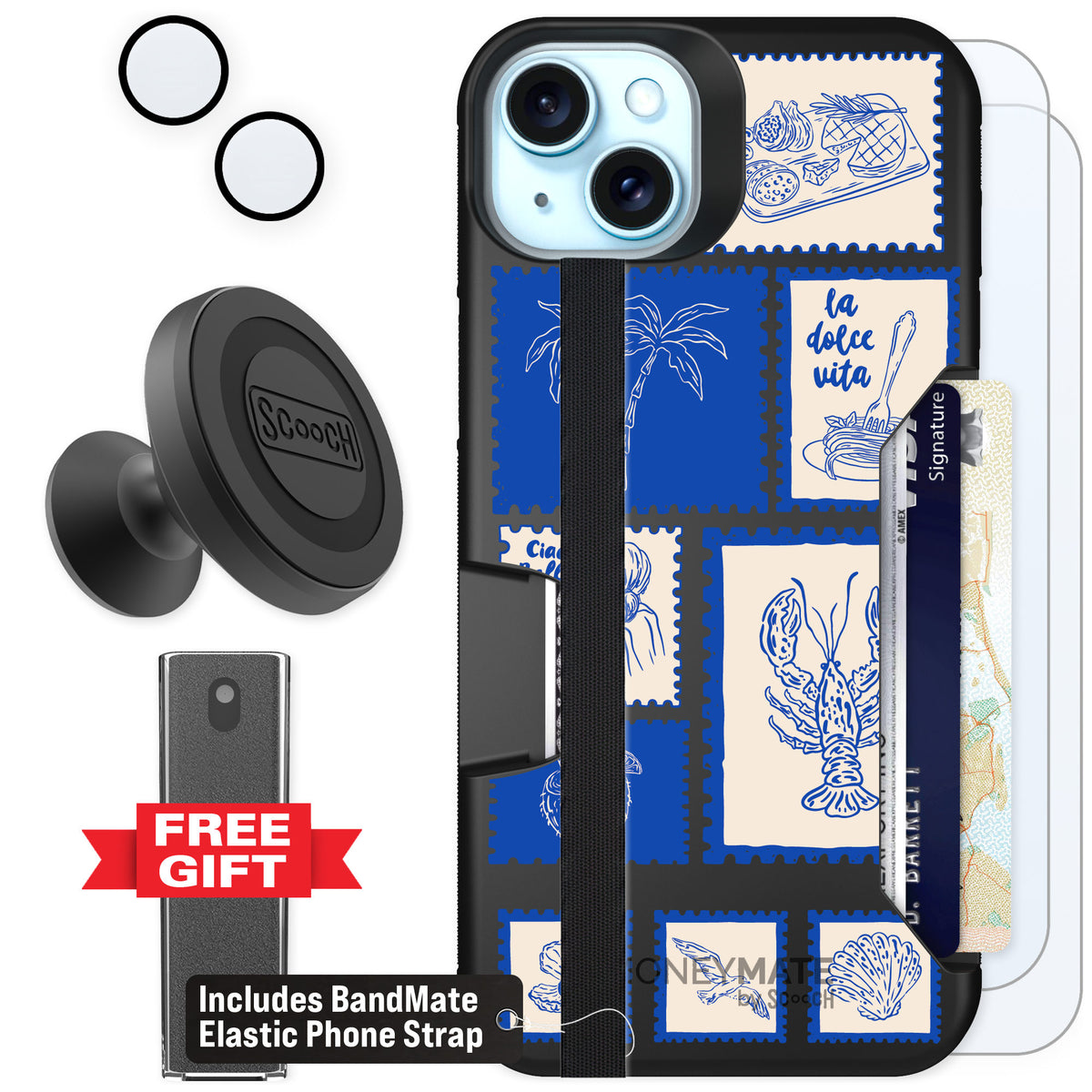 Scooch Moneymate Euro Summer for iPhone 14 Plus — Defender Bundle