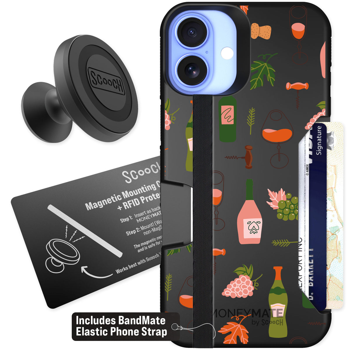 Scooch Moneymate Vino Vibes for iPhone 16 Plus — Starter Bundle