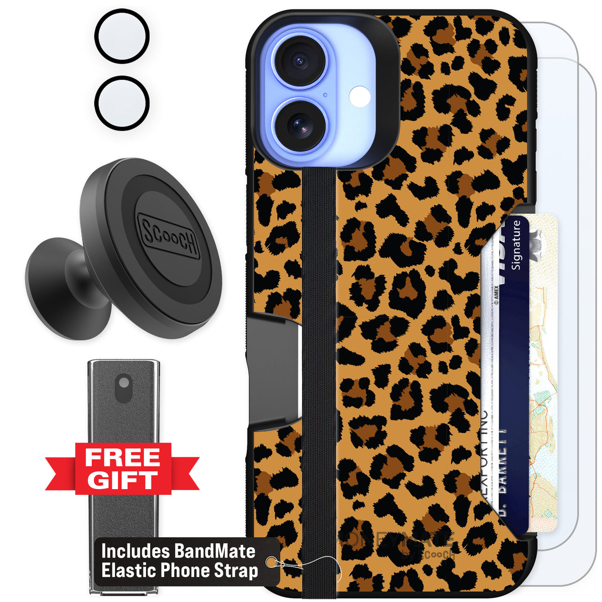 Scooch Moneymate Fierce Feline for iPhone 16 Plus — Defender Bundle