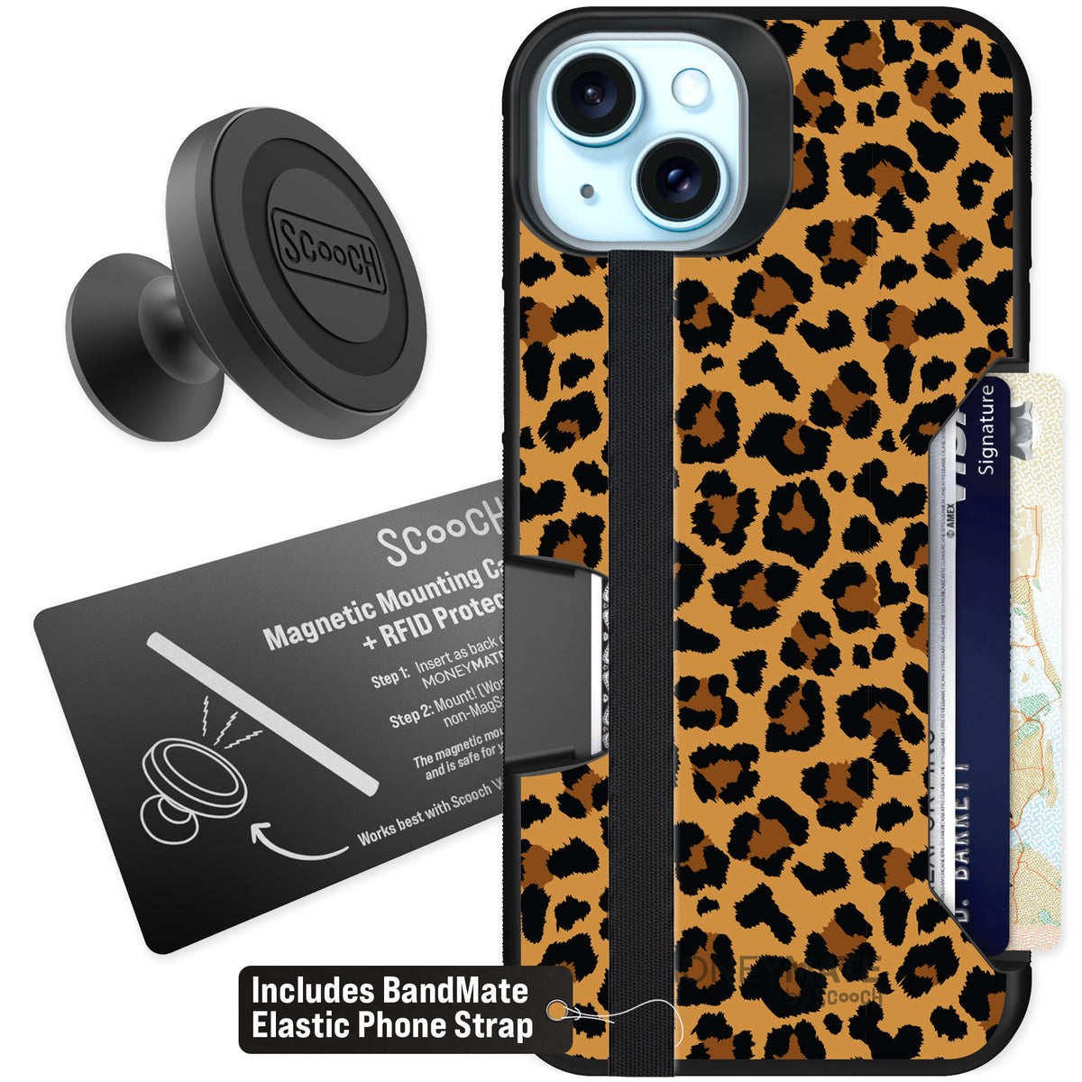 Scooch Moneymate Fierce Feline for iPhone 15 Plus — Starter Bundle
