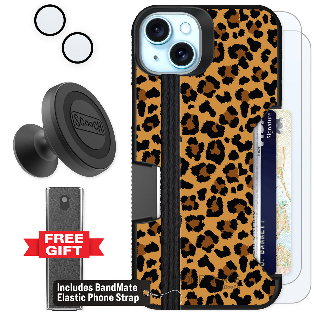 Scooch Moneymate Fierce Feline for iPhone 15 Plus — Defender Bundle