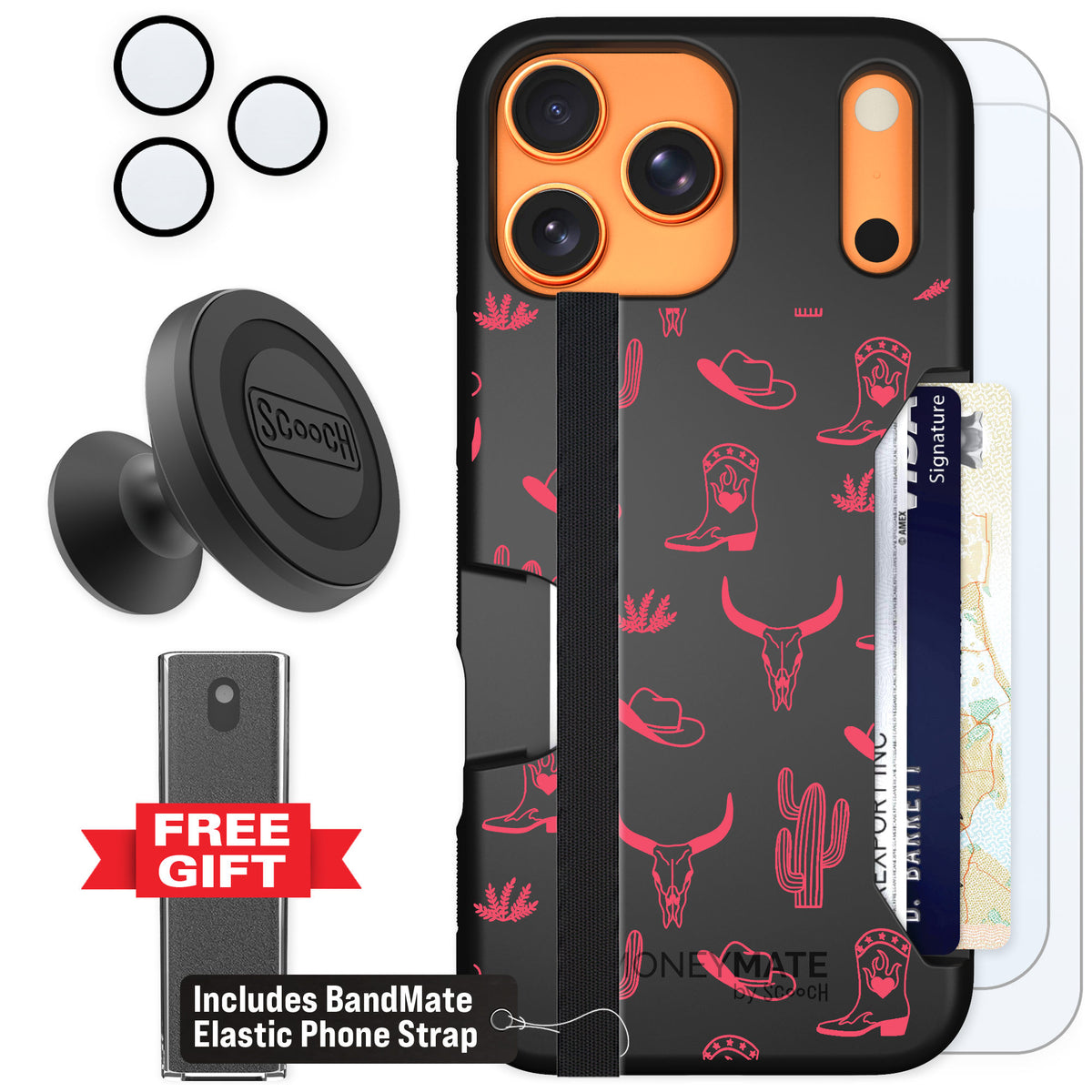 Scooch Moneymate Howdy Honey for iPhone 17 Pro Max — Defender Bundle