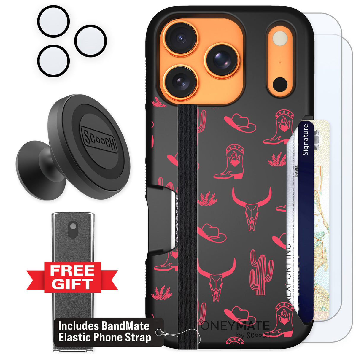Scooch Moneymate Howdy Honey for iPhone 17 Pro — Defender Bundle