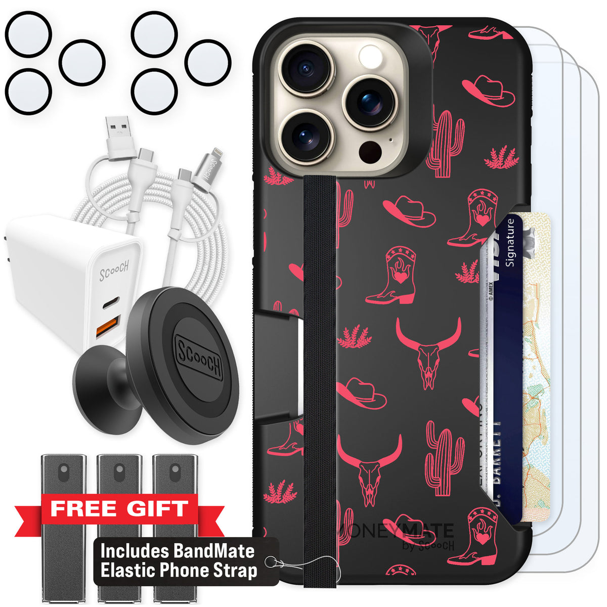Scooch Moneymate Howdy Honey for iPhone 15 Pro Max — Ultimate Bundle
