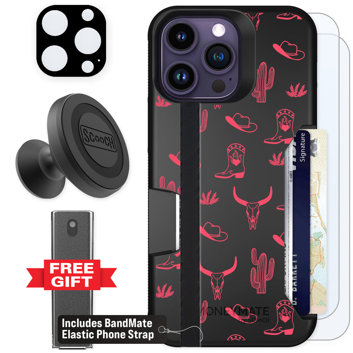 Scooch Moneymate Howdy Honey for iPhone 14 Pro Max — Defender Bundle