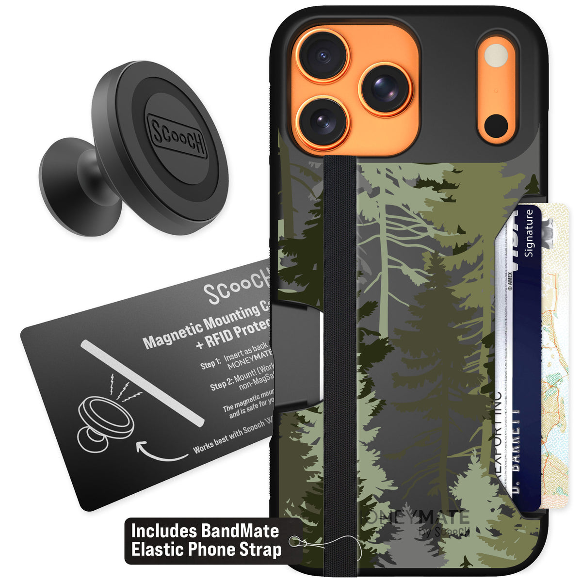 Scooch Moneymate Hidden Pines for iPhone 17 Pro Max — Starter Bundle