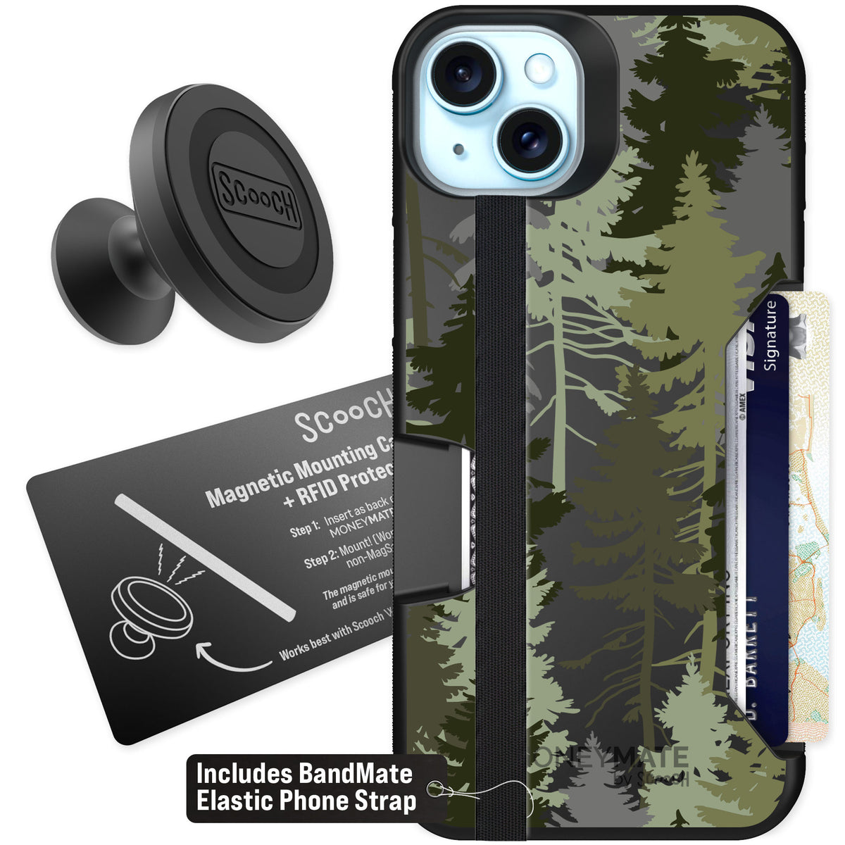 Scooch Moneymate Hidden Pines for iPhone 14 Plus — Starter Bundle