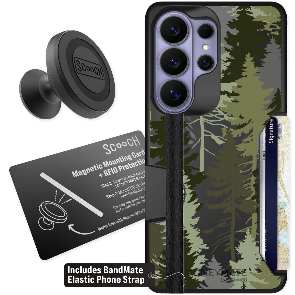 Scooch Moneymate Hidden Pines for Galaxy S26 Ultra — Starter Bundle