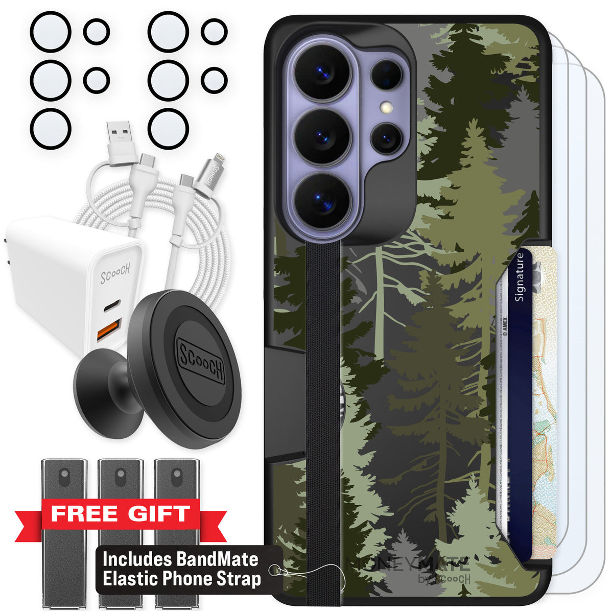 Scooch Moneymate Hidden Pines for Galaxy S26 Ultra — Ultimate Bundle