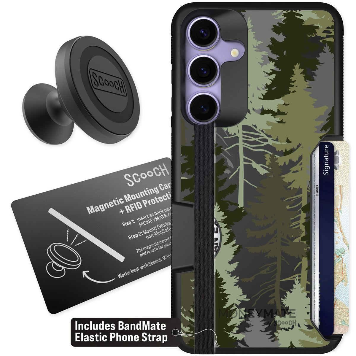 Scooch Moneymate Hidden Pines for Galaxy S25+ — Starter Bundle
