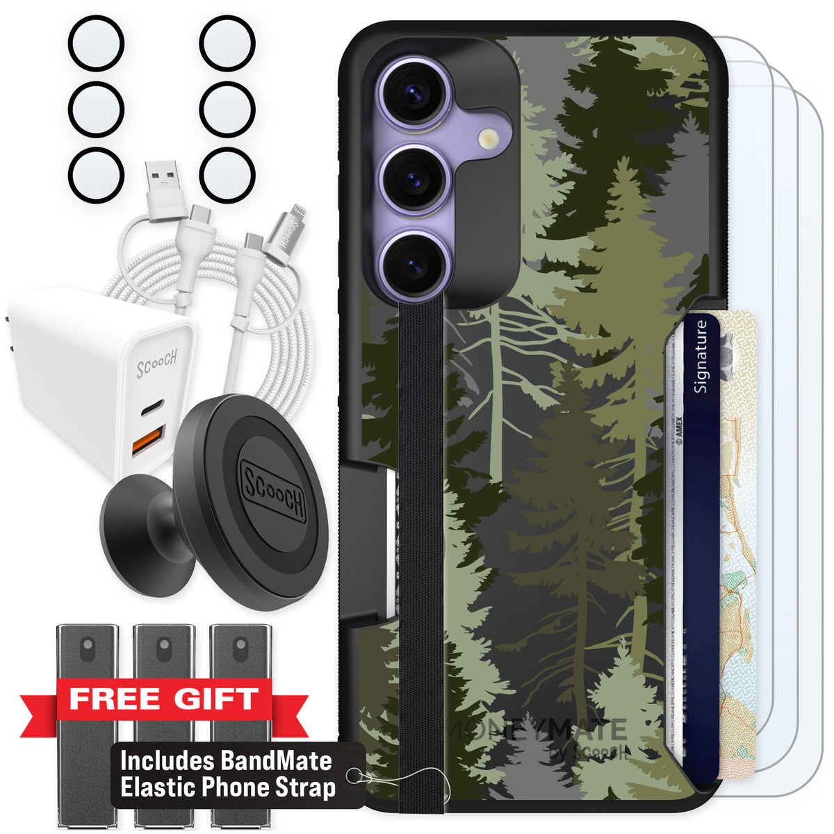 Scooch Moneymate Hidden Pines for Galaxy S25 — Ultimate Bundle