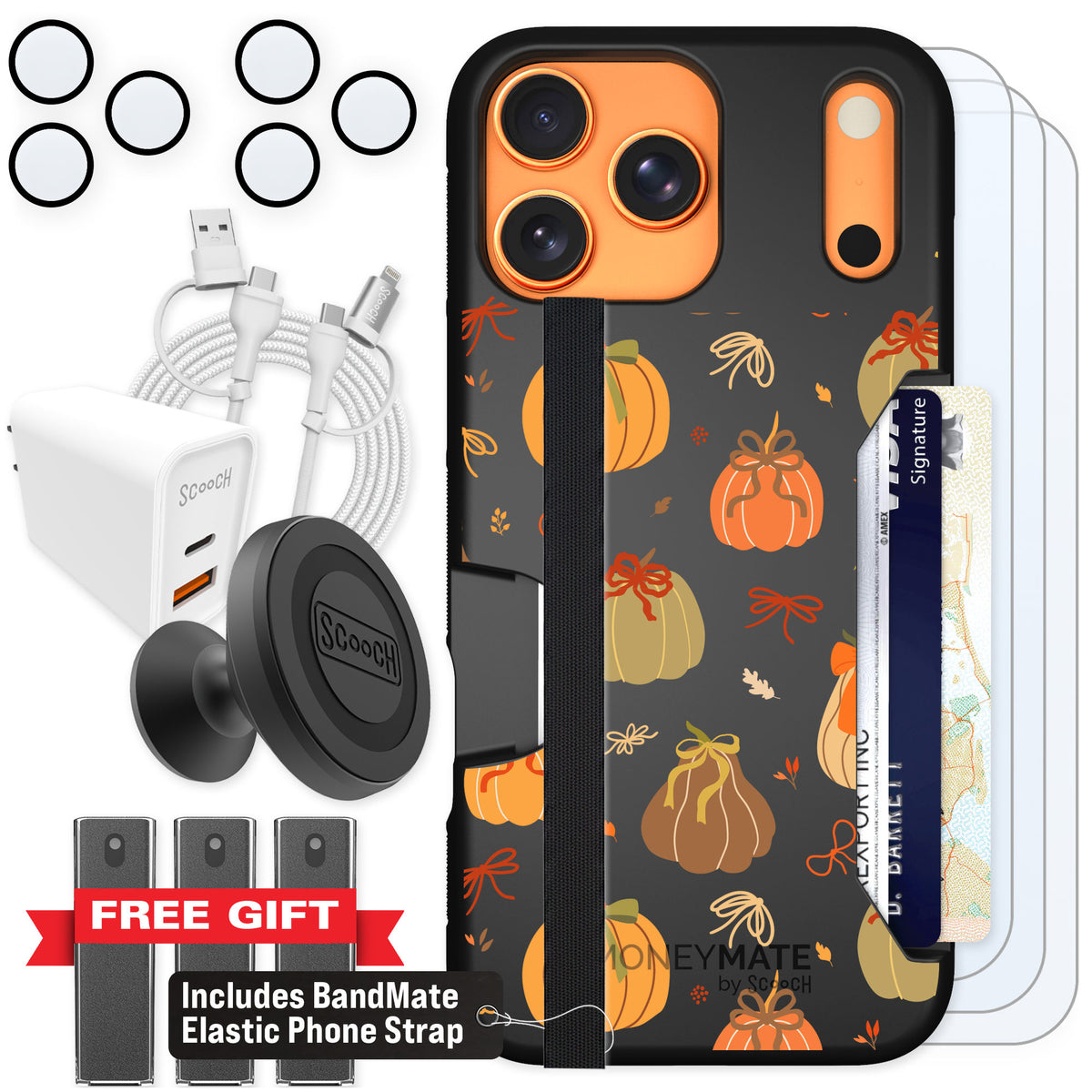 Scooch Moneymate Pretty Pumpkins for iPhone 17 Pro Max — Ultimate Bundle