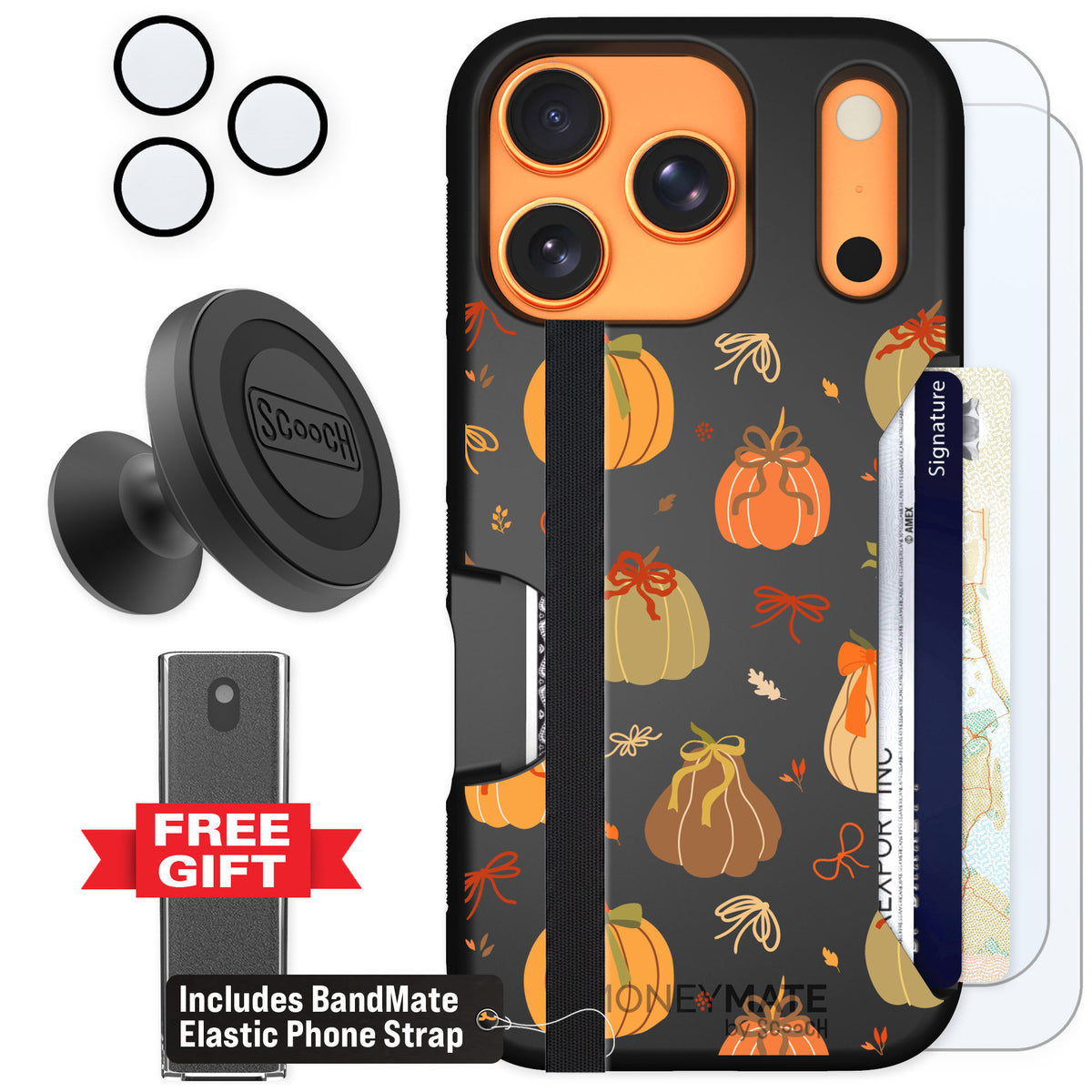 Scooch Moneymate Pretty Pumpkins for iPhone 17 Pro — Defender Bundle
